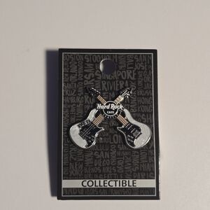 Hard Rock Cafe Seattle Dual Black and Silver Guitar Pin *Rare*